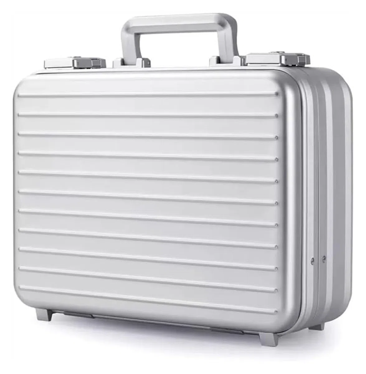 Maletín de aleación de aluminio con bloqueo de contraseña, portador de archivos seguro para laptop, kit médico, dinero en efectivo y documentos, estuche de almacenamiento portátil de mano, Silver