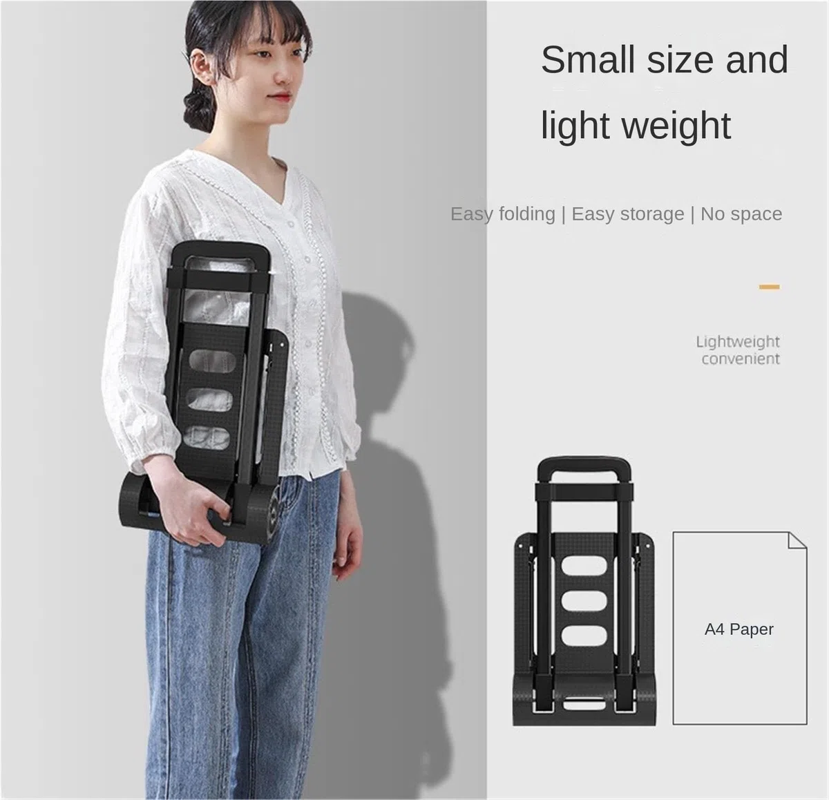 Carro de mano plegable portátil con plataforma plana para equipaje y carrito de empuje para fácil carga y transporte (verde)