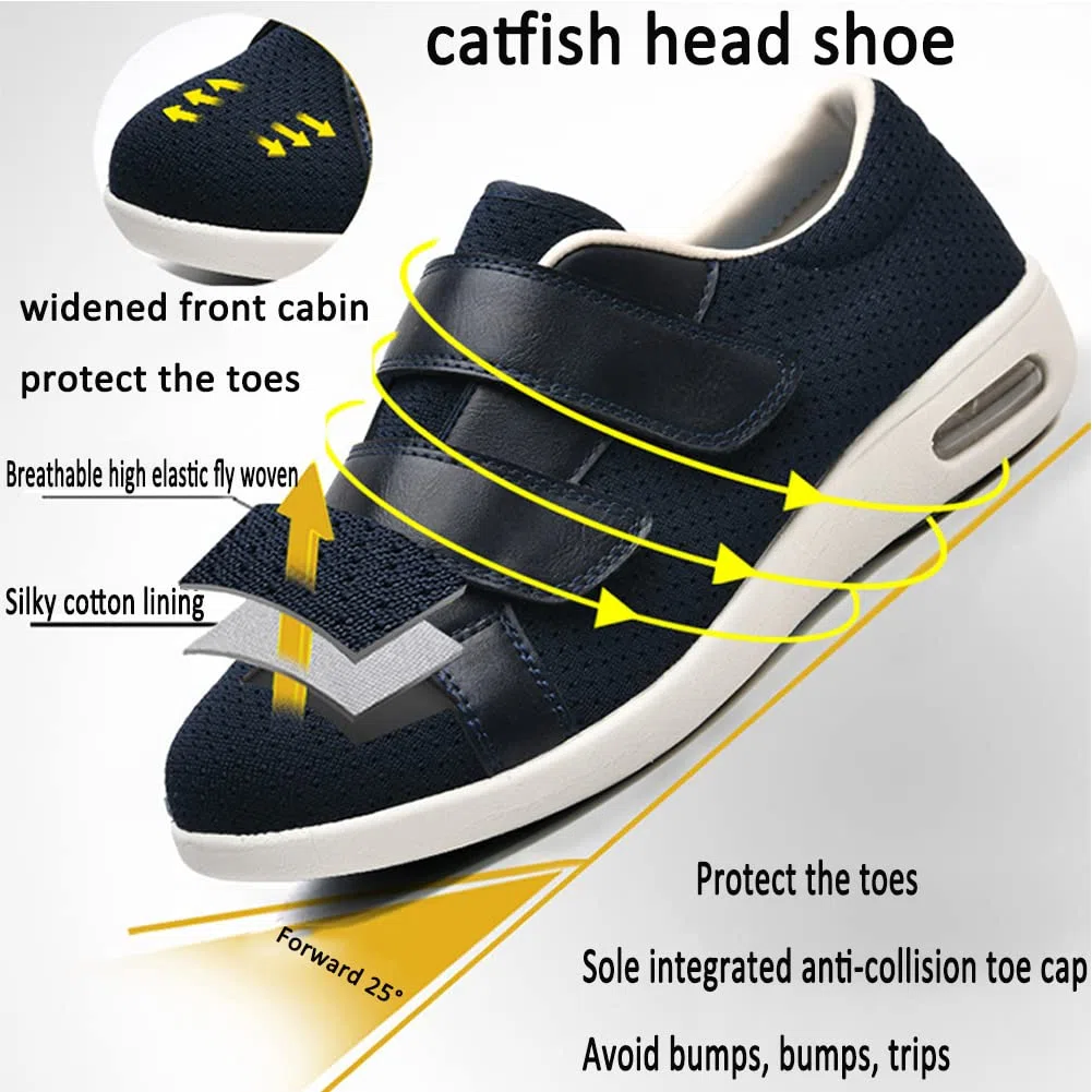 Zapatos Ortopédicos Diabéticos Mujeres Ajustable Edema Zapatos Hinchados Transpirables Antideslizantes Zapatos para Caminar para Mayores Zapato Vendaje Ortopédico,Caqui,38EU