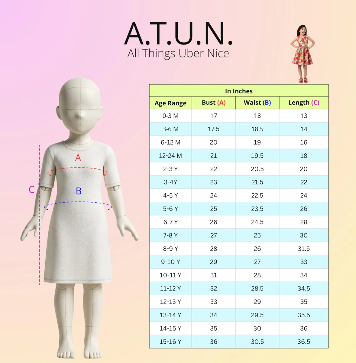 A.T.U.N. (ALL THINGS UBER NICE) Vestido para niña con estampado de unicornio, largo hasta la rodilla, elegante vestido tradicional de princesa para el día a día