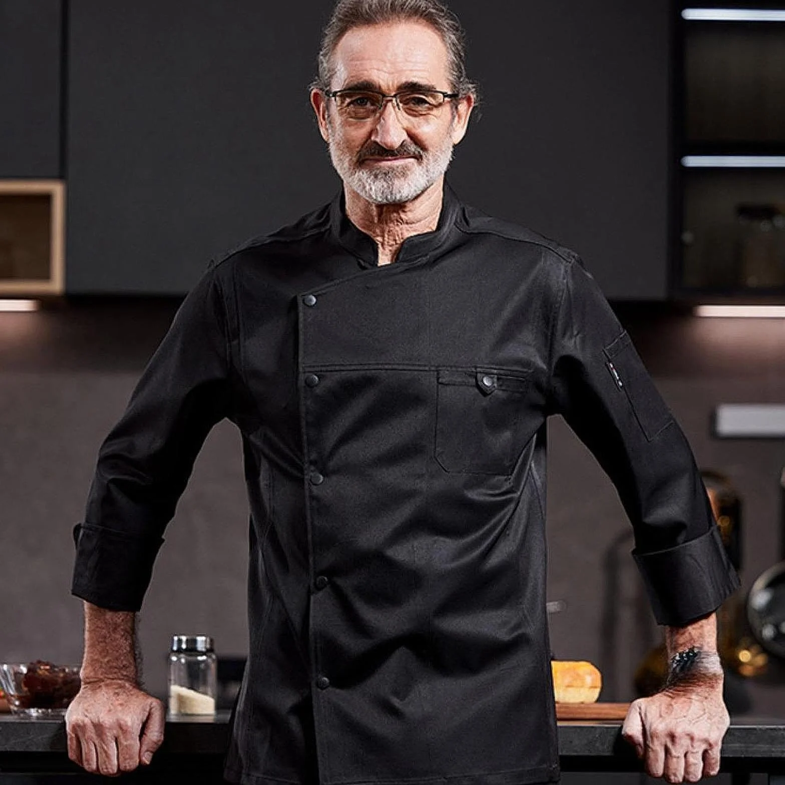 Qianly Chaqueta de Chef Unisex Uniforme de Cocina Profesional con Bolsillos y Botones Tela Transpirable Apta para Restaurantes Hoteles Panaderías O Clases