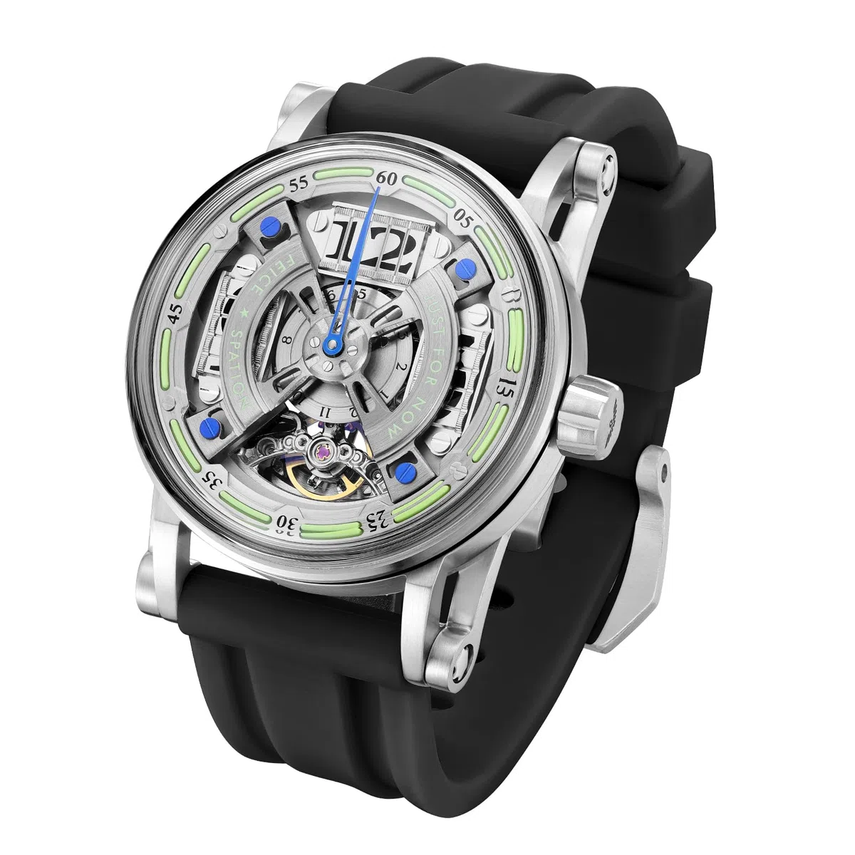FEICE Reloj Skeleton Automático Analógico para Hombre con Correa de Silicona Acero Inoxidable Ø44mm FM501
