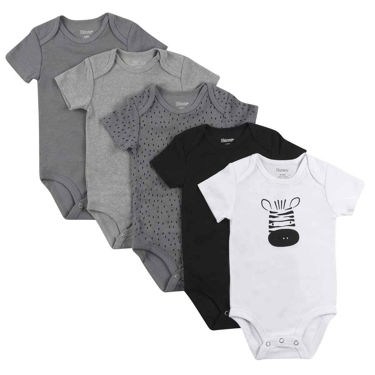 Hanes Hanes Baby Bodysuits, Ultimate Flexy Short Sleeve For Boys & Girls, 5-pack Bodystocking Unisex bebé (Pack de 5)