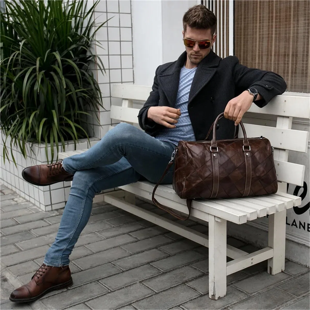 Bolsos de Mano Bolsos de Viaje Equipaje Bolso de Viaje for Hombre Bolsos de Lona de Cuero Genuino Bolsos Grandes de Fin de Semana Bolsos de Mano Bolsos de Fin de Semana(Coffee)