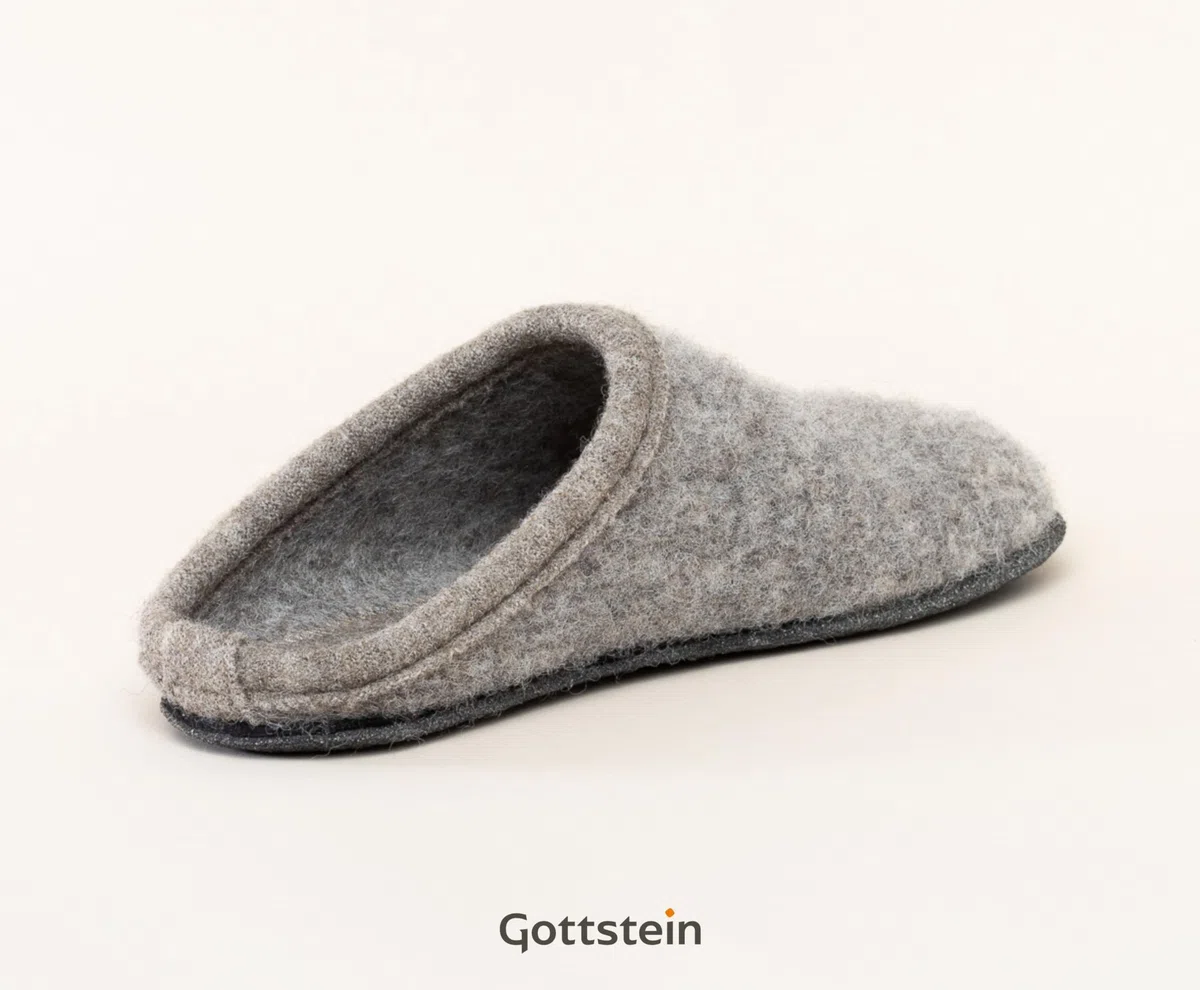 Gottstein Zapatillas de estar por casa de fieltro Alpine Light Natur – Zapatillas para hombre y mujer de pura lana virgen con suela de látex antideslizante