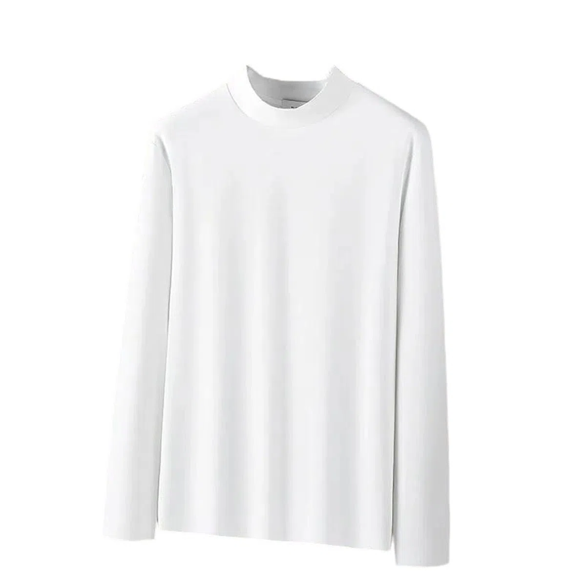 Camiseta de manga larga de algodón mercerizado de cuello alto para hombre, antiestática, suave, informal