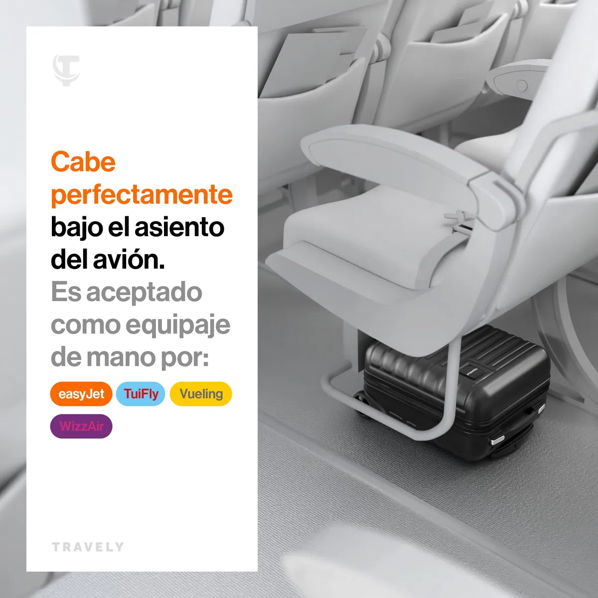 Travely Maleta de Equipaje de Mano 40x30x20cm - Apta para Ryanair, Lufthansa, Eurowings y co.