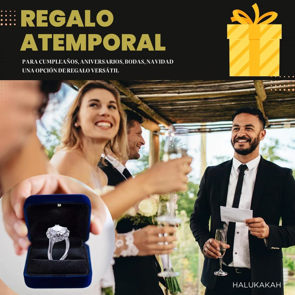 HALUKAKAH Anillo Moissanite D Color 5.0 ct Lujo,Diamante Cultivado en Laboratorio de 5 Quilates con Certificado,Plata de Ley Chapado en Platino,Ajustable,para Esposa,Novia,Cumpleaños,Aniversario,Boda