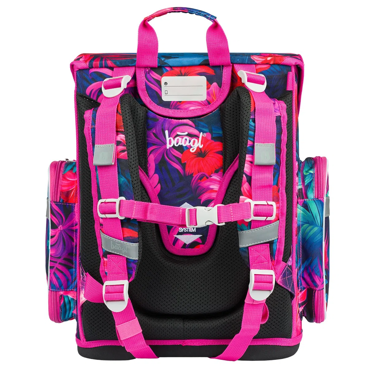 Baagl Mochila escolar para niños y niñas para 1ª clase (o 2ª clase), mochila escolar Ergo para niños y niñas, mochila escolar ligera con correa para el pecho, Flamingos