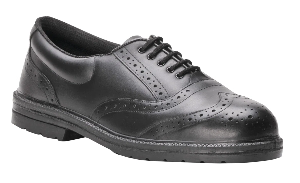 Portwest Zapato Steelite Executive Brogue S1P, Tamaño: 41, Color: Negro, FW46BKR41