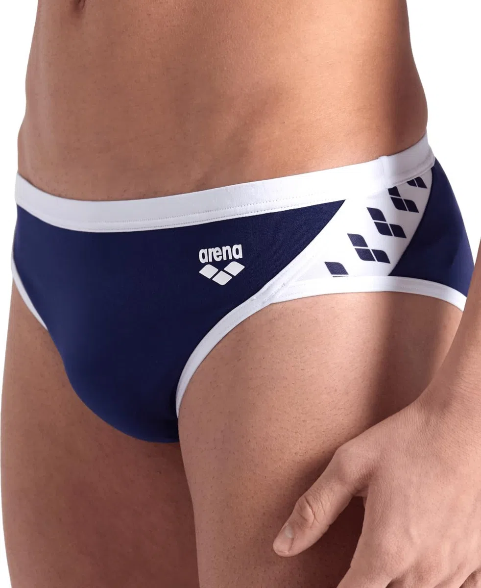 ARENA Men's Icons Solid Swim Briefs Professional Training Swimsuit Sports Trunk Bañador, Azul Marino/Blanco, 38 Hombres