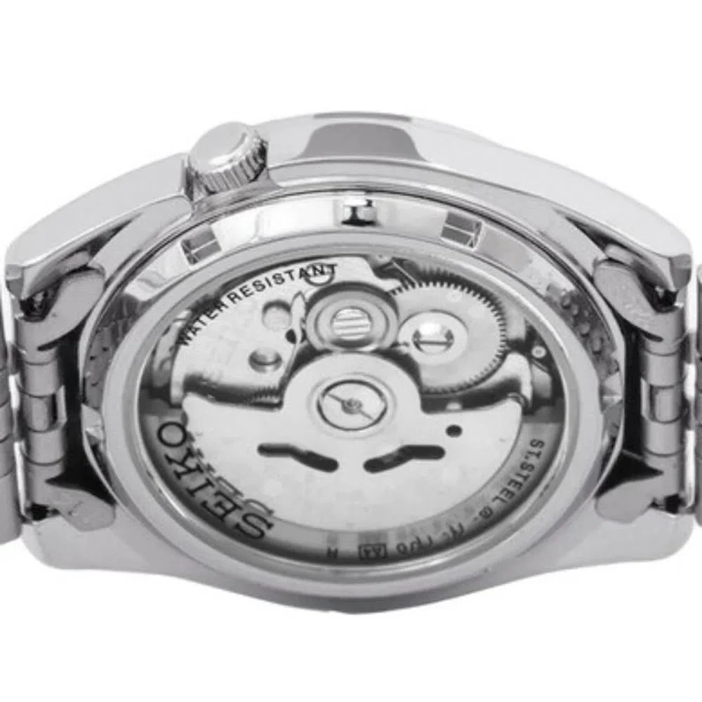 Seiko SNK361 - Reloj analógico de Acero Inoxidable con Esfera Negra para Hombre, Negro/Gris, Clásico
