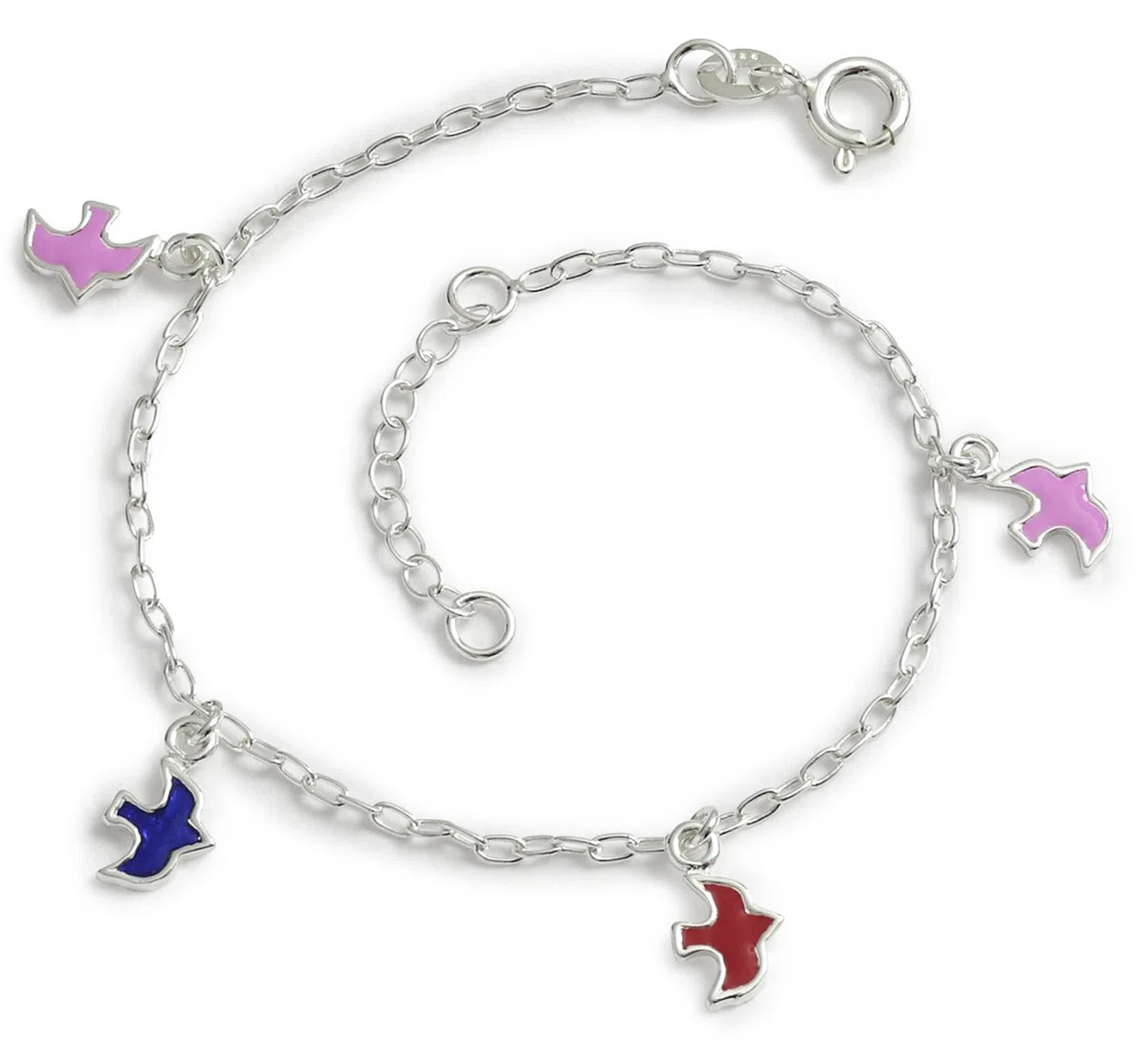 Pulsera infantil con colgantes Paloma Plata en caja de regalo 255