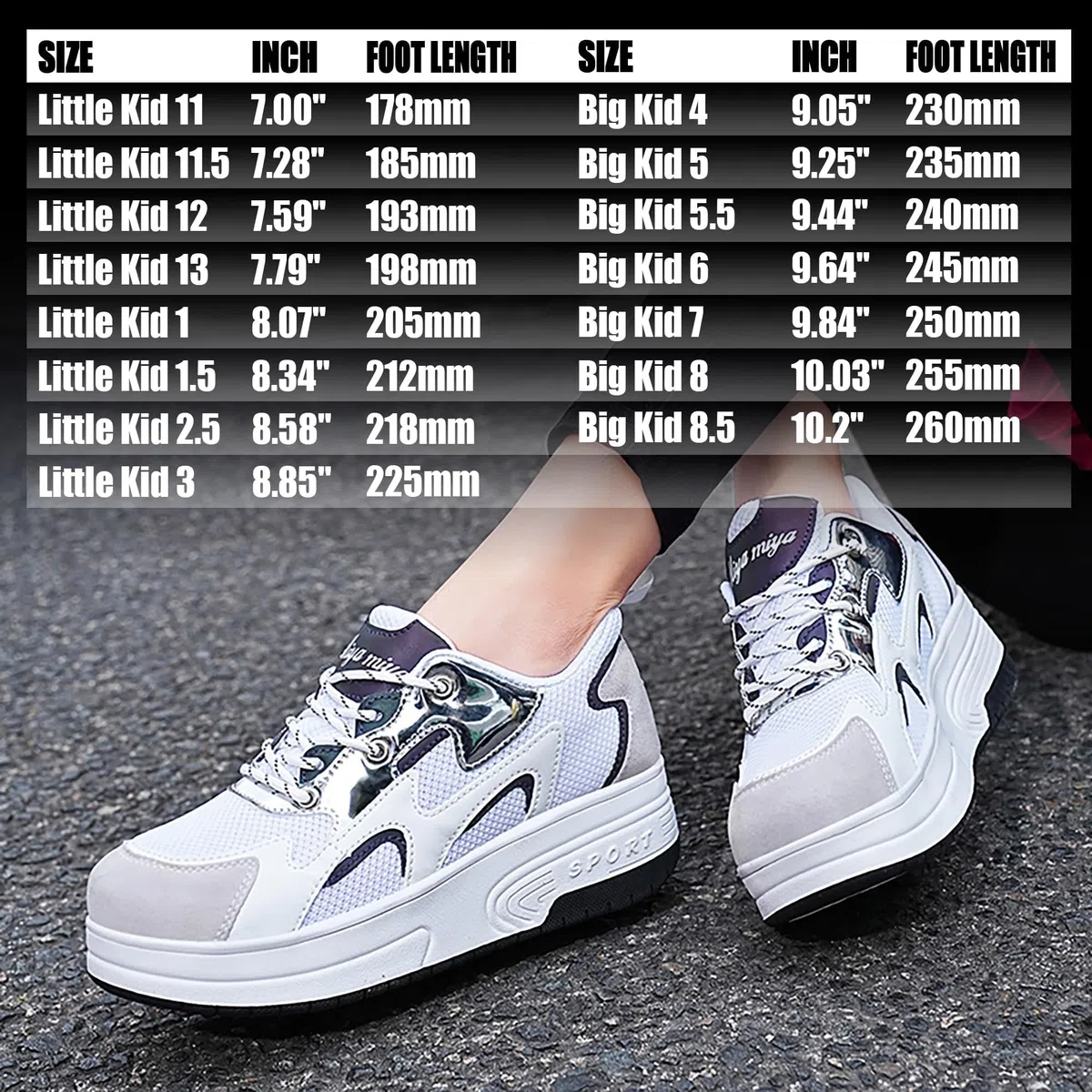 Wooowyet Zapatillas de patinaje con luces LED para niños y niñas, zapatillas de moda con ruedas, recargables por USB, gancho y bucle