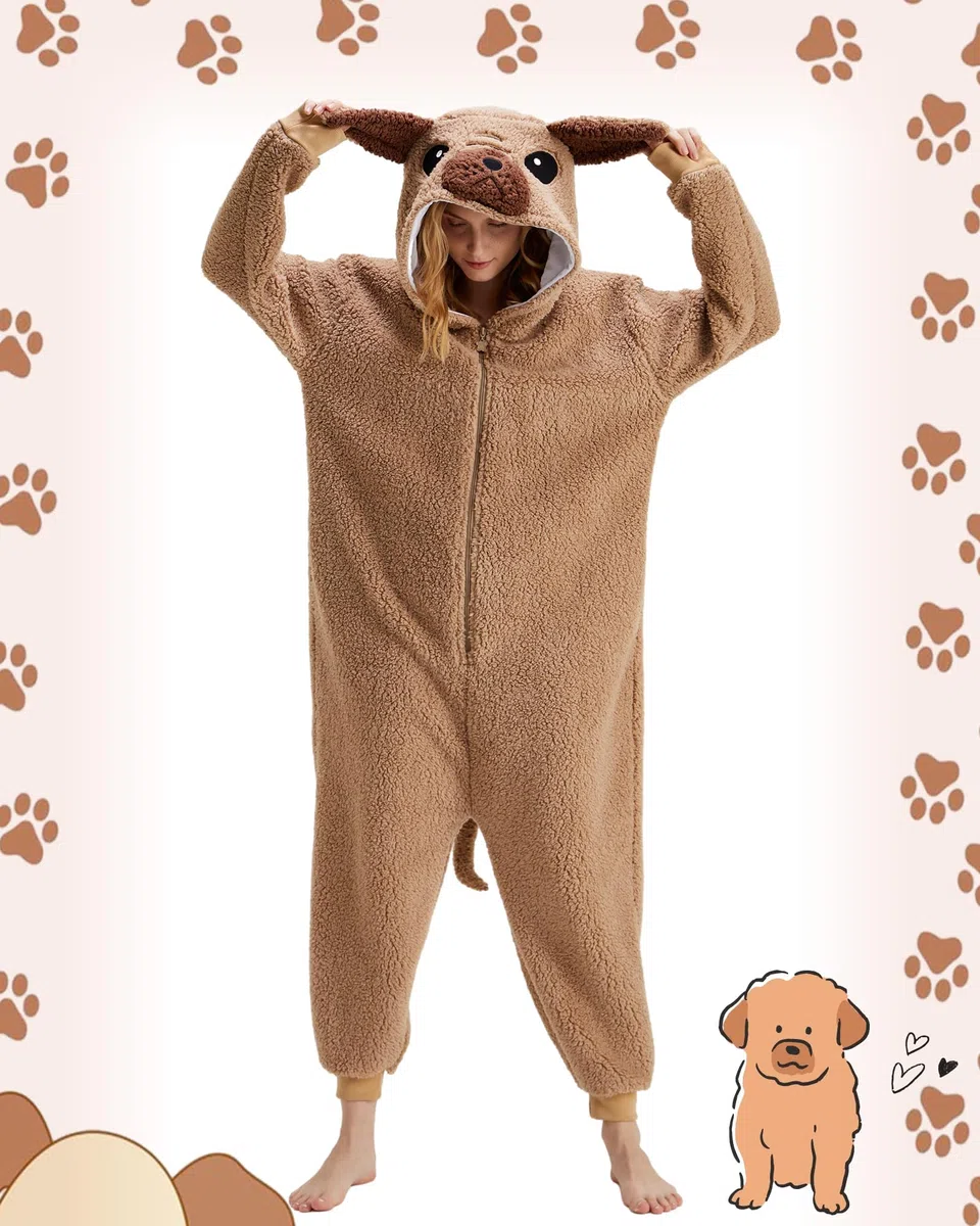 Pijama unisex de carlino para adultos, pijama de animal de una pieza, ropa de dormir cómoda, ropa para el hogar, disfraz de Halloween y cosplay