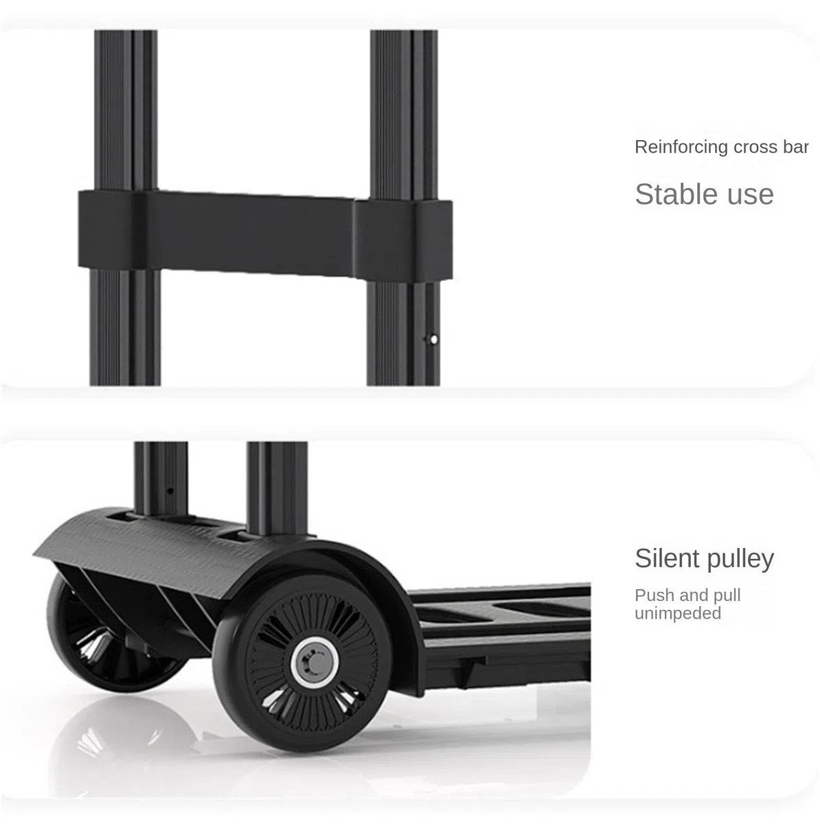 Carro de mano plegable portátil con plataforma plana para equipaje y carrito de empuje para fácil carga y transporte (verde)