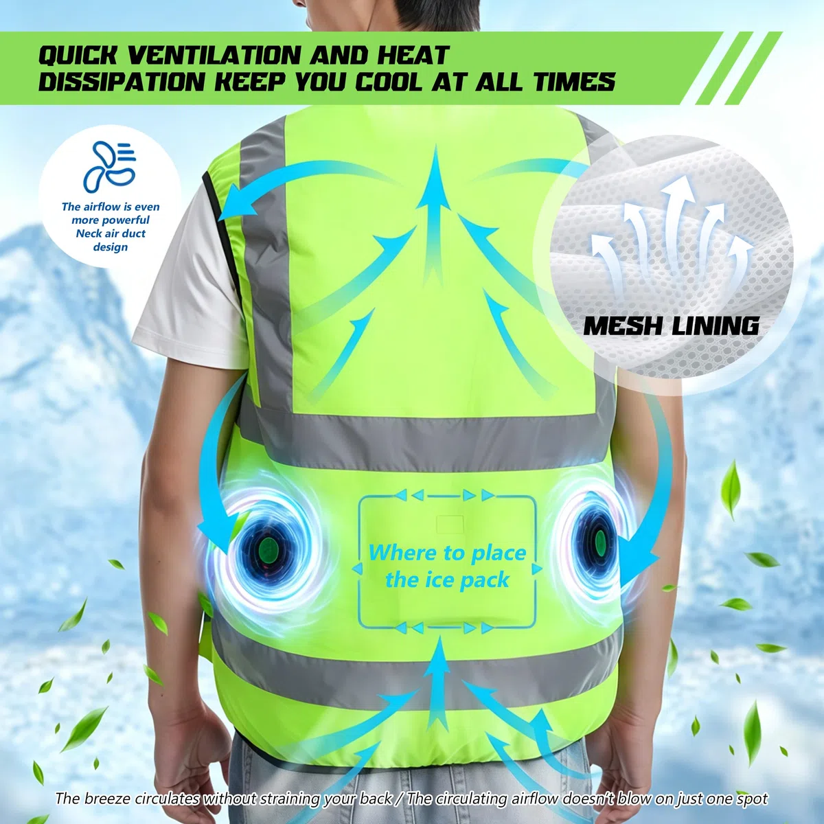 Chaleco refrigerante, chaleco de refrigeración eléctrico con 2 ventiladores para verano, clima cálido, ropa de refrigeración transpirable para hombres y mujeres (M