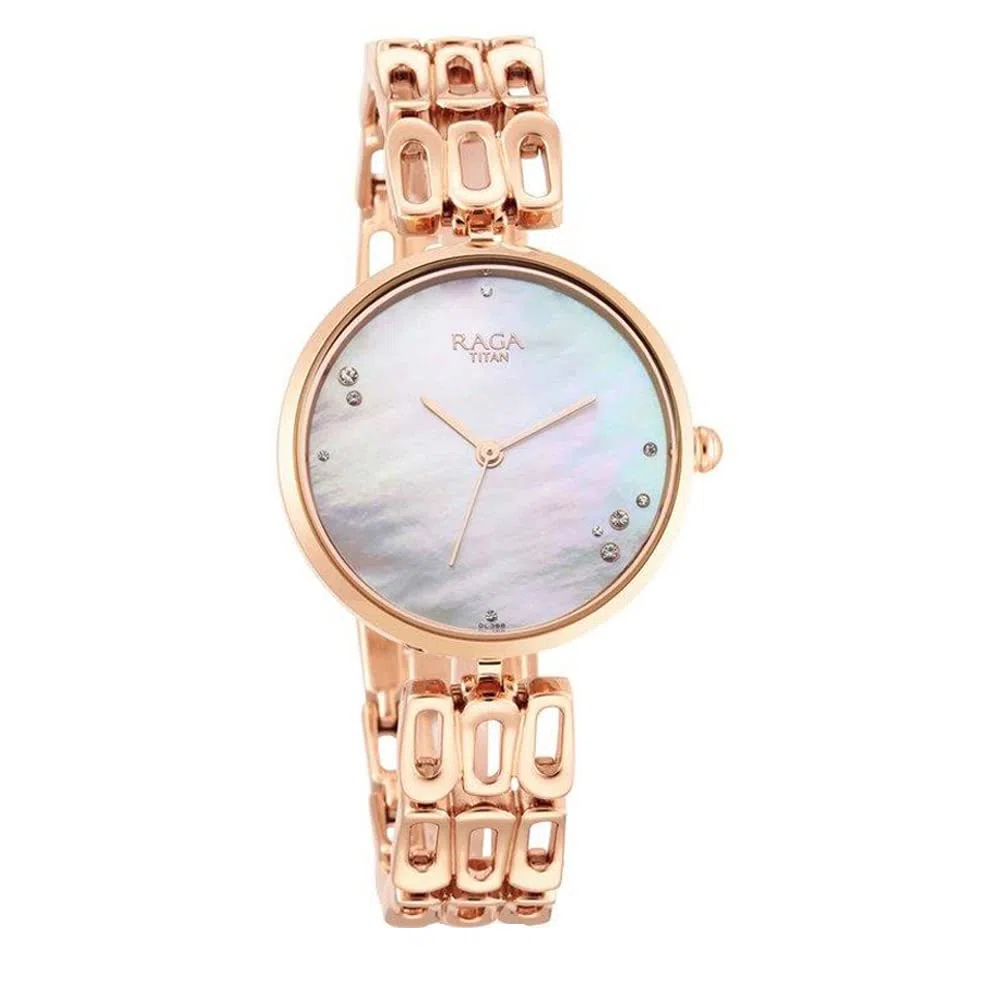 Titan Raga Chic 2659WM01 - Reloj analógico de latón con esfera de nácar (32 mm), Nácar