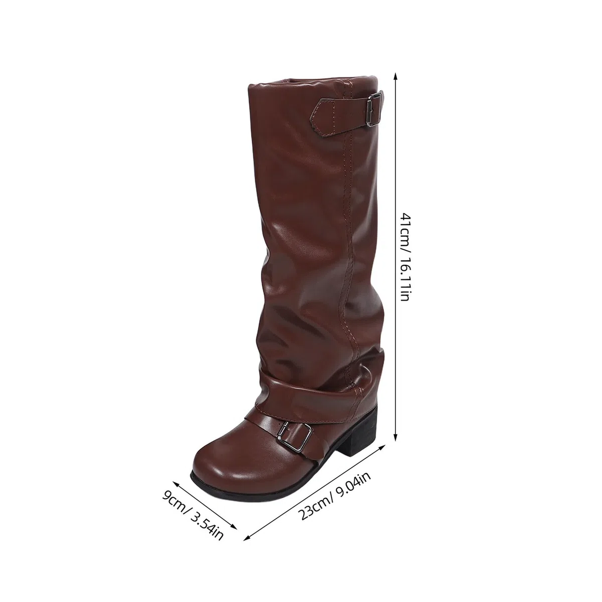 Healeved Botas de Montar Retro para Mujer Botas Marrones de Pu Estilo Western Rodilla de Vestir Gruesas para Fiesta de Baile Campestre