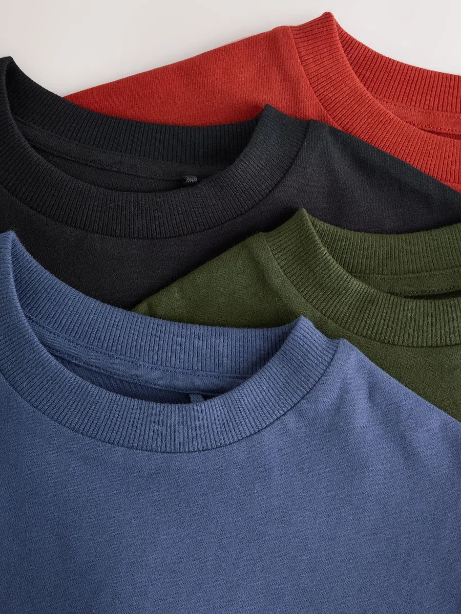 NEXT Niños Pack de 4 Camisetas de Manga Corta con Bordado de Ciervo