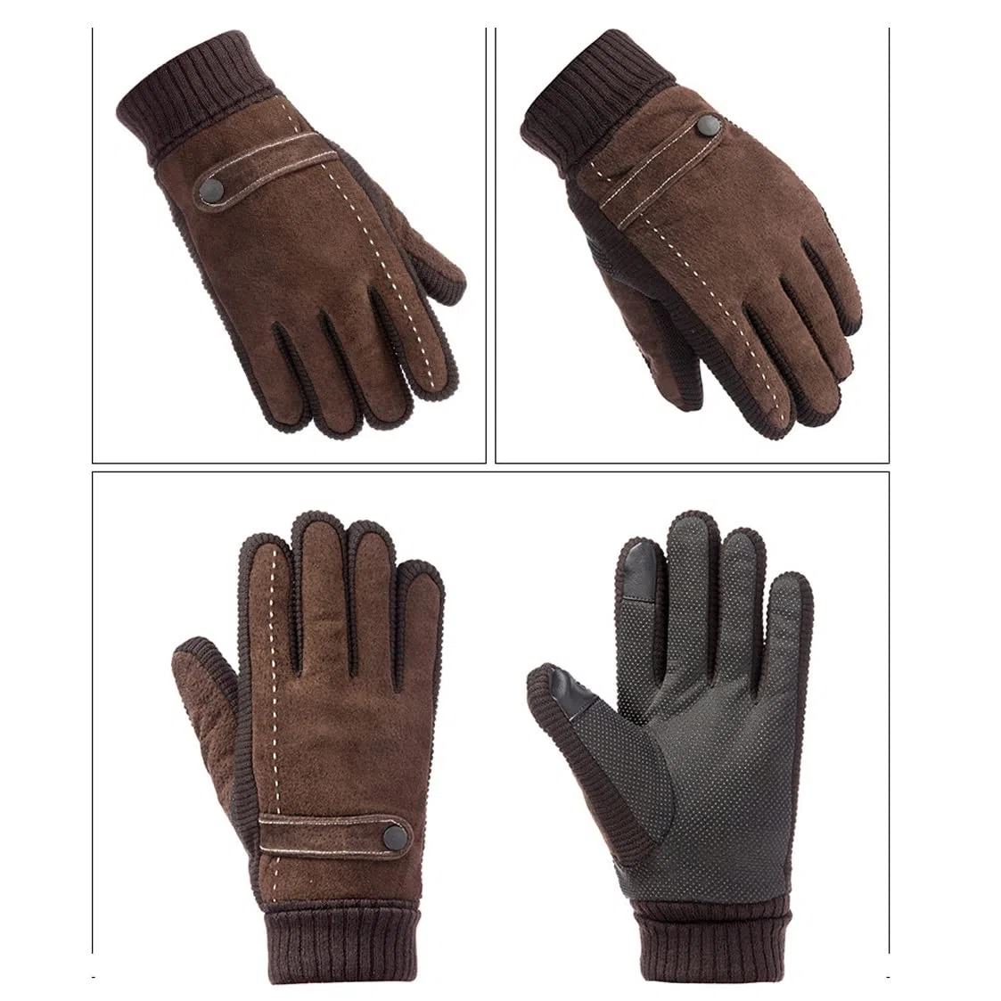 Guantes de Invierno para Hombre, de Piel auténtica, con Pantalla táctil, cálidos, Informales, para Deportes al Aire