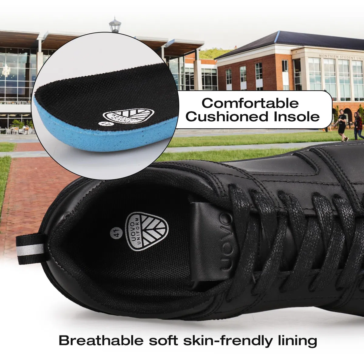 UOVO Zapatos Casuales Hombre — Transpirables, Suela Antideslizante y Plantilla amortiguada — Estilo Zapatos de Cuero/Zapatillas Deportivas, Tallas 43