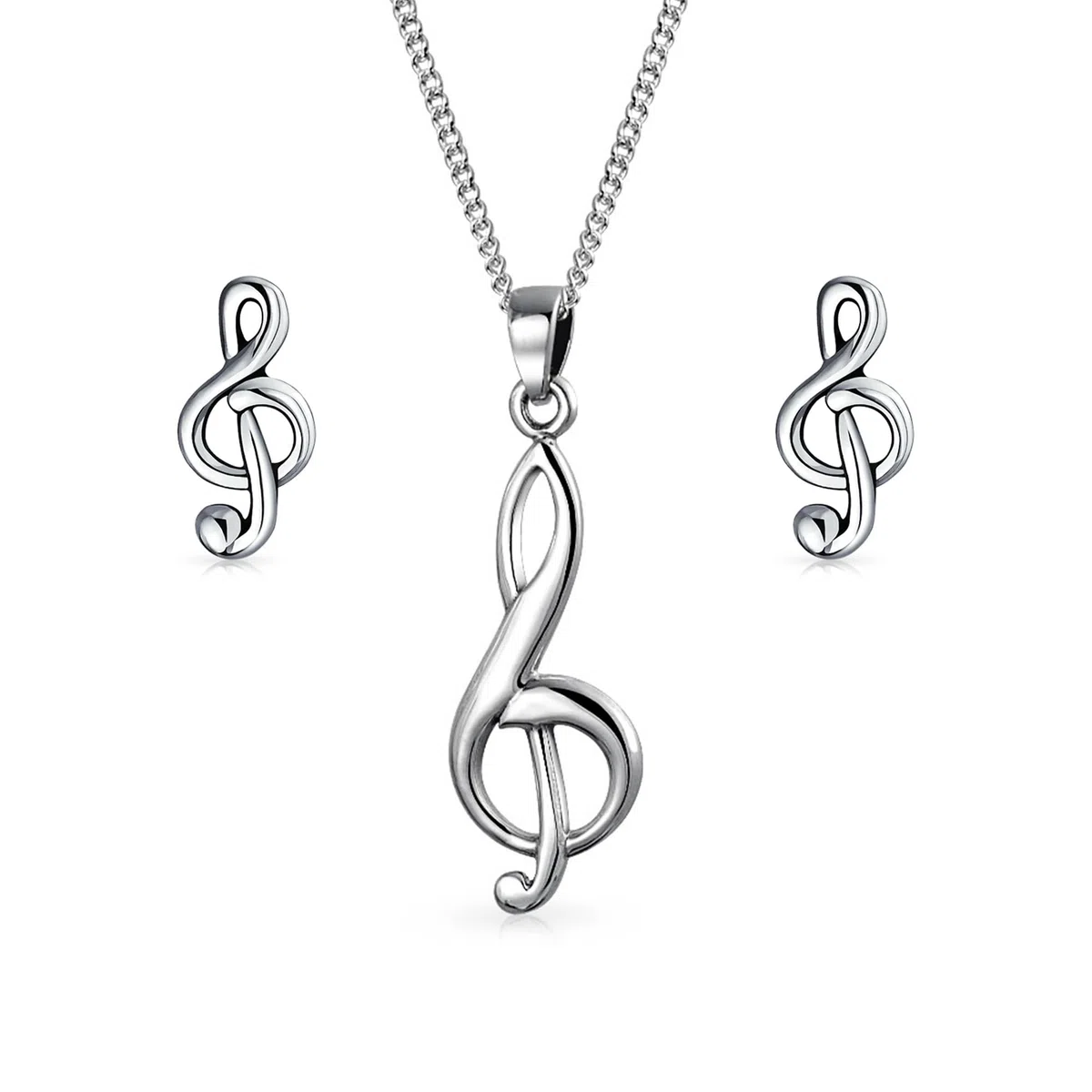 Bling Jewelry Conjunto De Joyas De Plata Esterlina .925 Con Pendientes De Notas Musicales Y Collar Colgante Para Mujeres Adolescentes