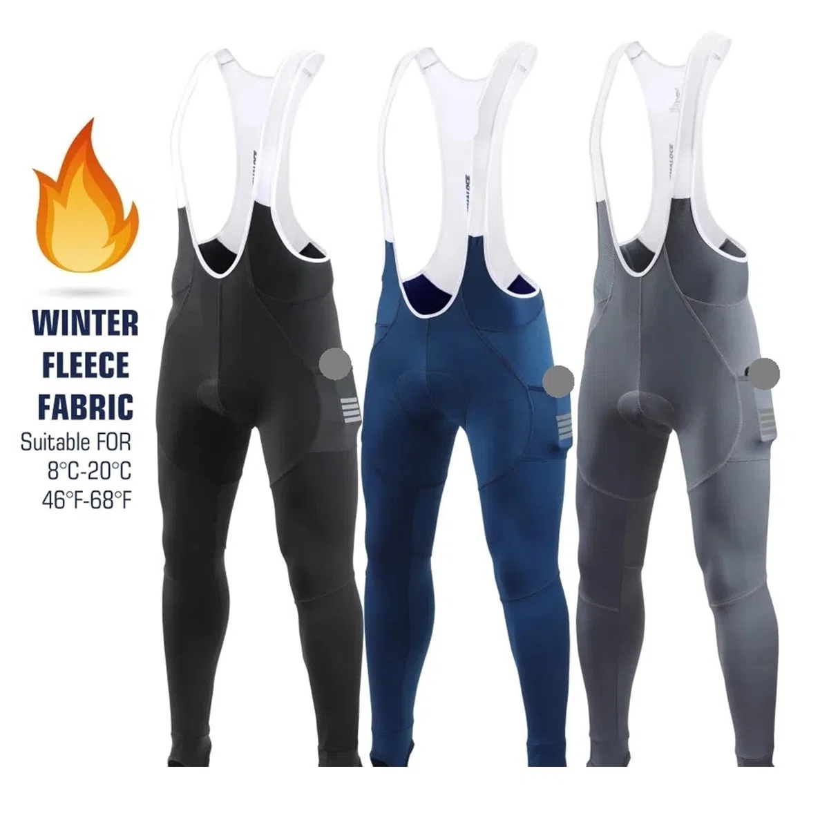 Culote Largo Ciclismo Pantalones con tirantes de ciclismo for hombre, pantalones térmicos de lana con almohadilla de secado rápido for invierno, medias largas con pechera de gama alta Culote Con Tiran