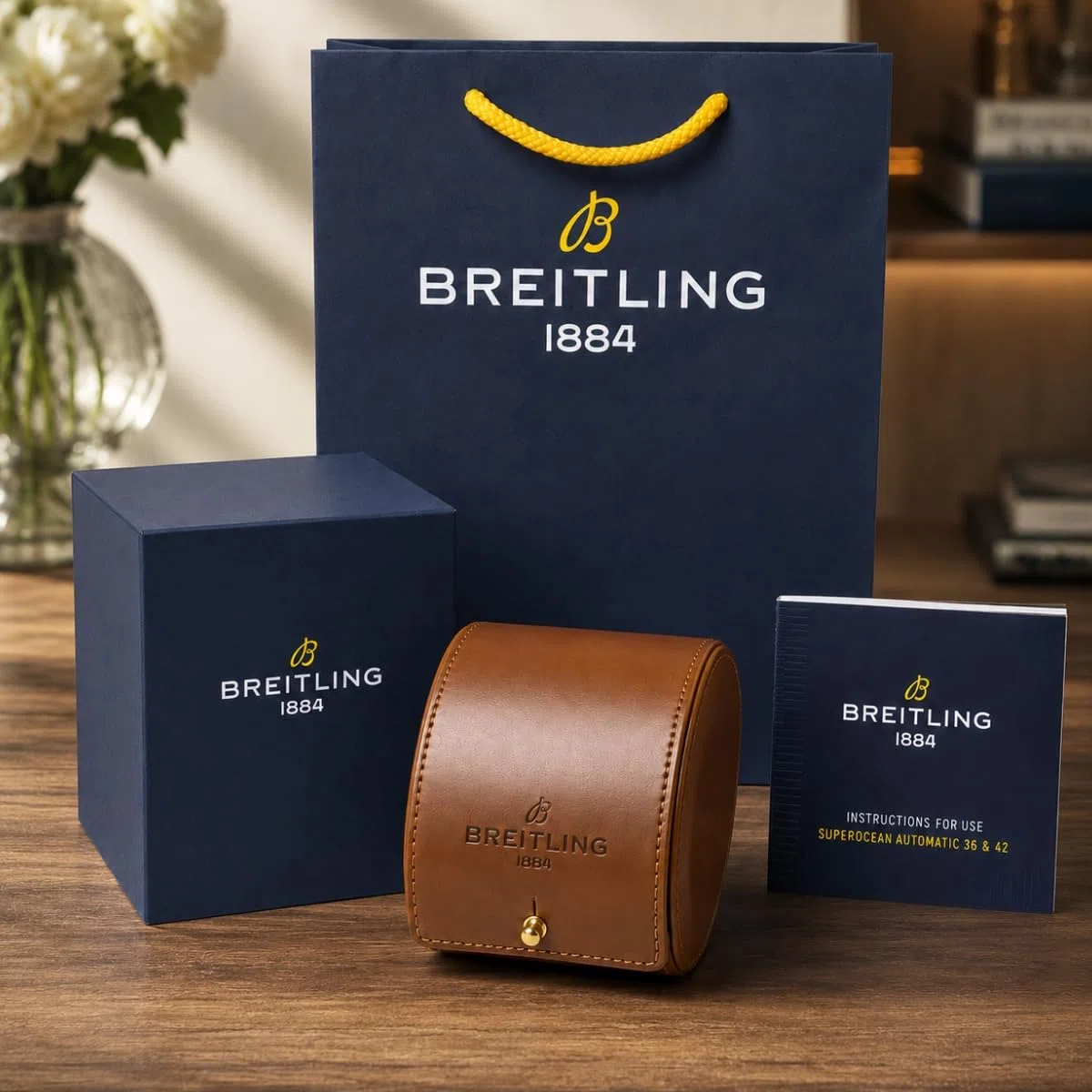Caja de Relojes de Madera Maciza Soporte de Reloj con Cojín con Cojín Interior Tapa Abatible Cierre Metálico para Breitling Superocean