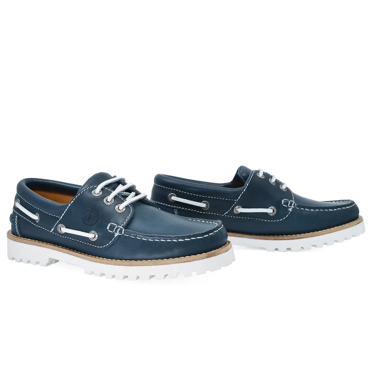 Seajure Zapatos Náuticos de Mujer Sibang Cuero Azul Marino y Blanco