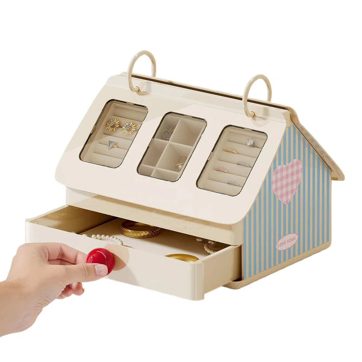 De Joyas Para Adolescentes Con Cajón Forma De Casa Adorable Organizador | Estuche De Almacenamiento Para Pendientes para Mujeres Niños Familia Amigos Pulseras Cepillos Baño Escritor
