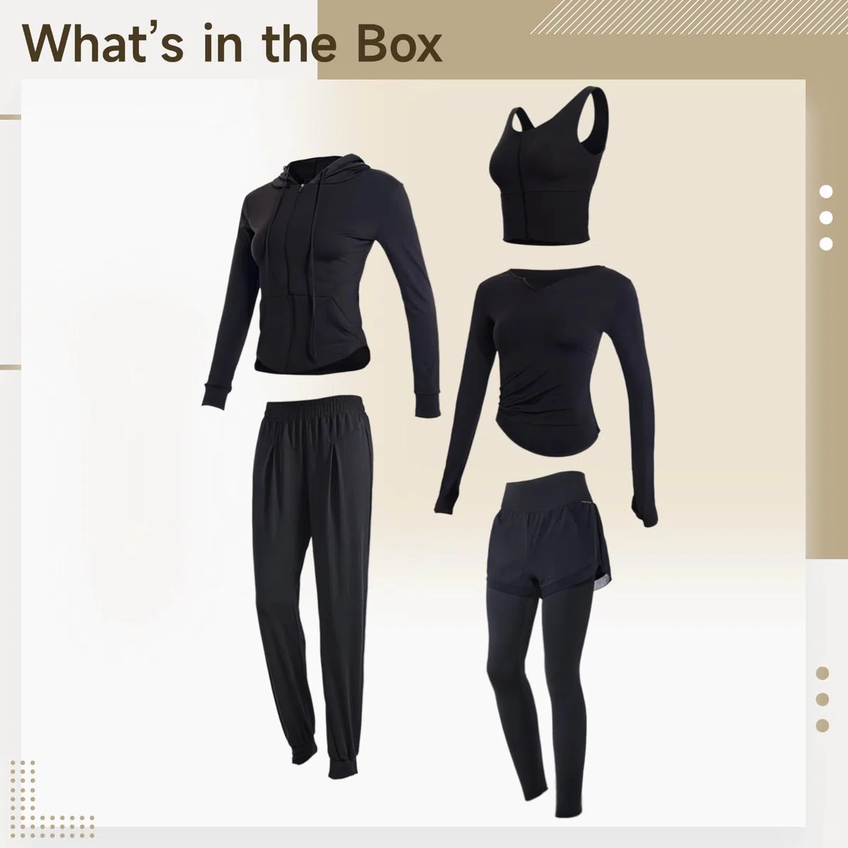 Conjunto de ropa deportiva para mujer, ropa de yoga de 5 piezas con camisetas de manga larga, tela de poliéster y elastano transpirable, se adapta a mujeres de 5 pies 0 pulgadas a 5 pies 11 pulgadas