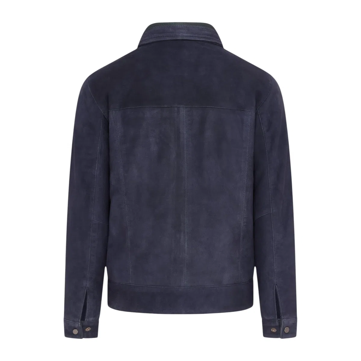 Infinity Leather Chaqueta Harrington de cuero de cabra auténtico estilo motero, color azul marino retro, para hombre.