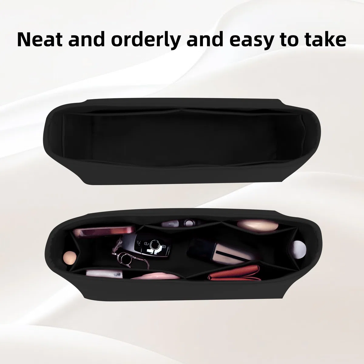 DGAZ Organizador de Bolso de Seda Premium, Inserto Ligero para Carryall PM/MM, Forro Interior Elegante que Protege y Organiza (Noir, Carryall MM)