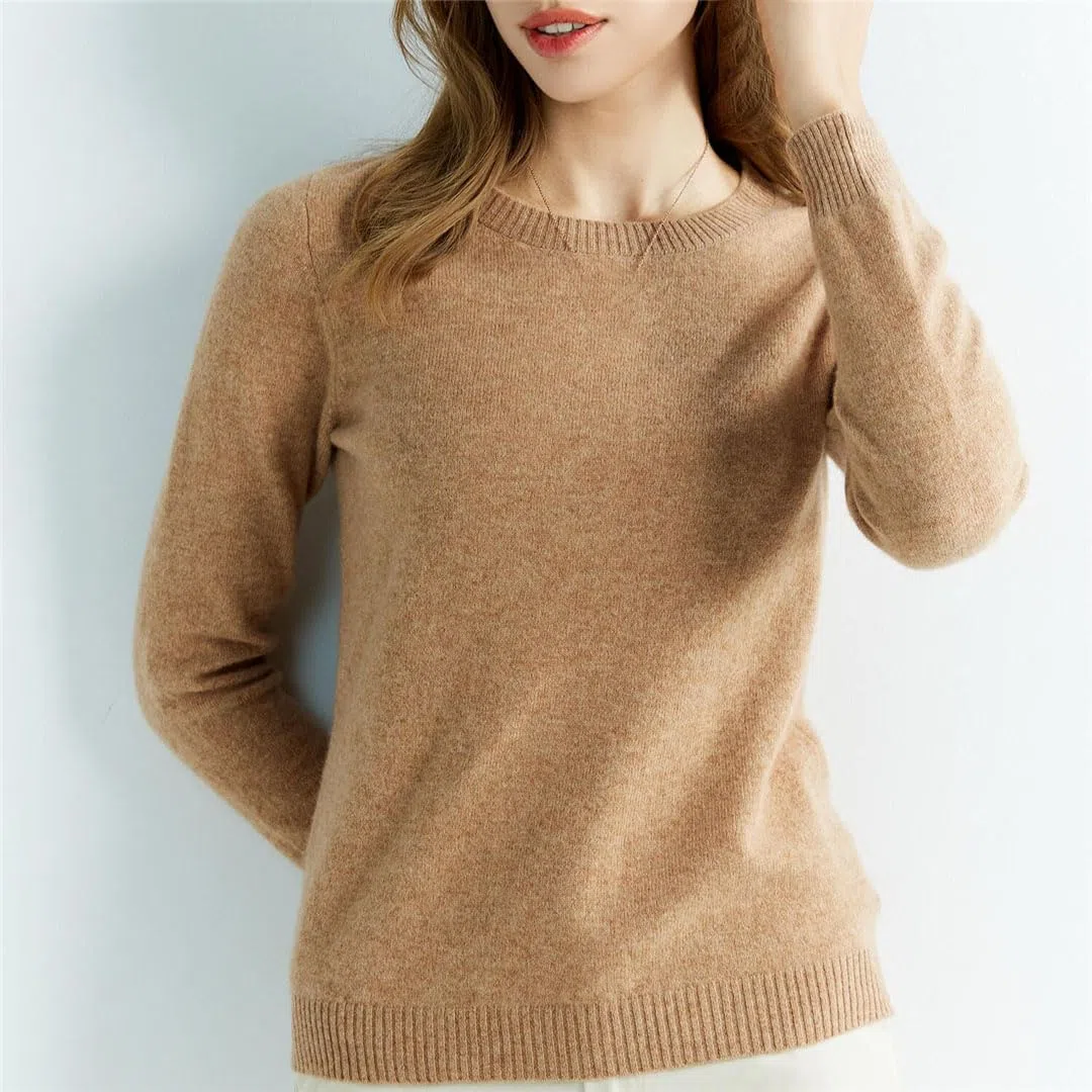 Vogrtcc Suéteres De Punto para Mujer Jerséis con Cuello Redondo De Lana De Cachemira Jerséis Top