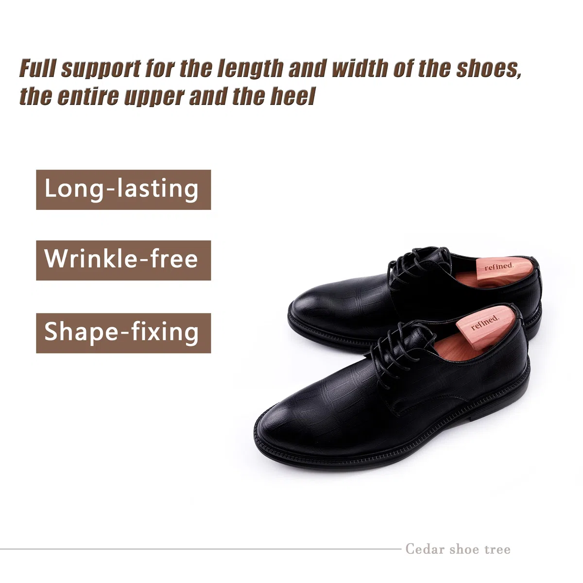 Refined. Árbol de zapatos de cedro rojo de madera de cedro con tubos dobles, árboles de zapatos de tubo doble para hombre, 6-16 tamaños, árbol de zapatos de madera