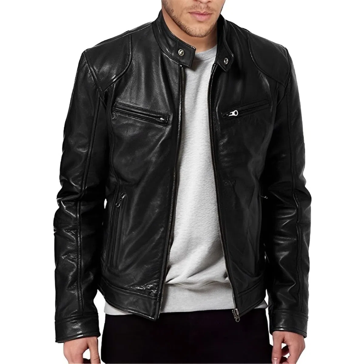 Chaqueta Entretiempo Hombre Chaqueta De Cuero Hombre Cuero Cazadora Aviador Gabardina Piel De Entretiempo Jacket Vaquera Borrego Vestir Moto Protecciones Cazadora Vaquera Piel Motera Vuelta Chaquetas