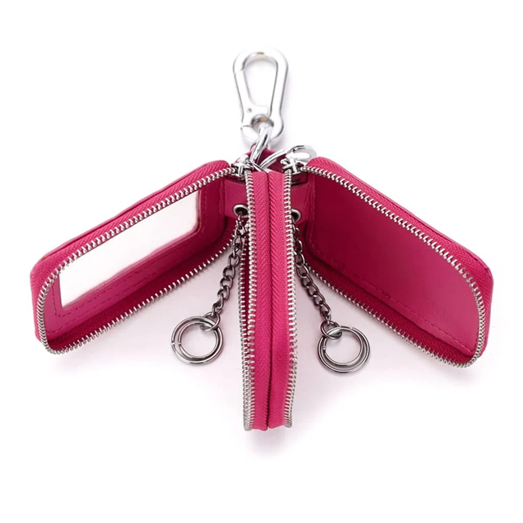 Llavero Unisex para Coche con Doble Cremallera, Bolsa de Almacenamiento para Llaves (Color: Paquete de 3, tamaño (A como Muestra la Imagen)