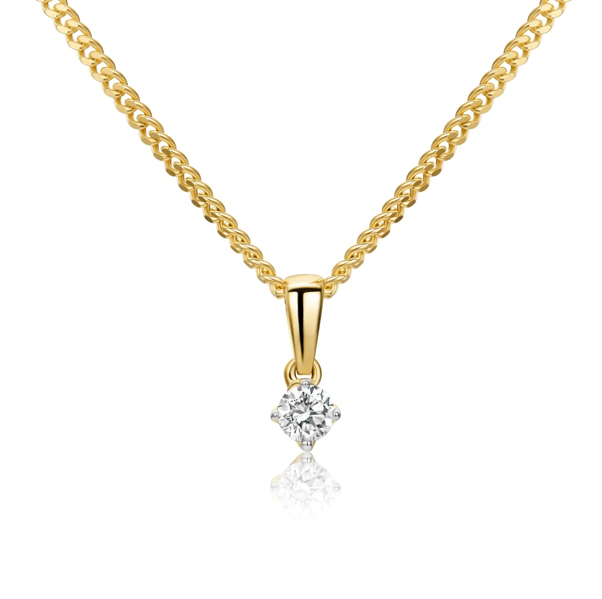 MIORE Collares Mujer, colgante en oro blanco o amarillo de 9 quilates 375, con cadena de plata de ley 925 o de plata chapada en oro de 18 quilates, con diamante de 0,10 ct o 0,15 ct o 0,25 ct