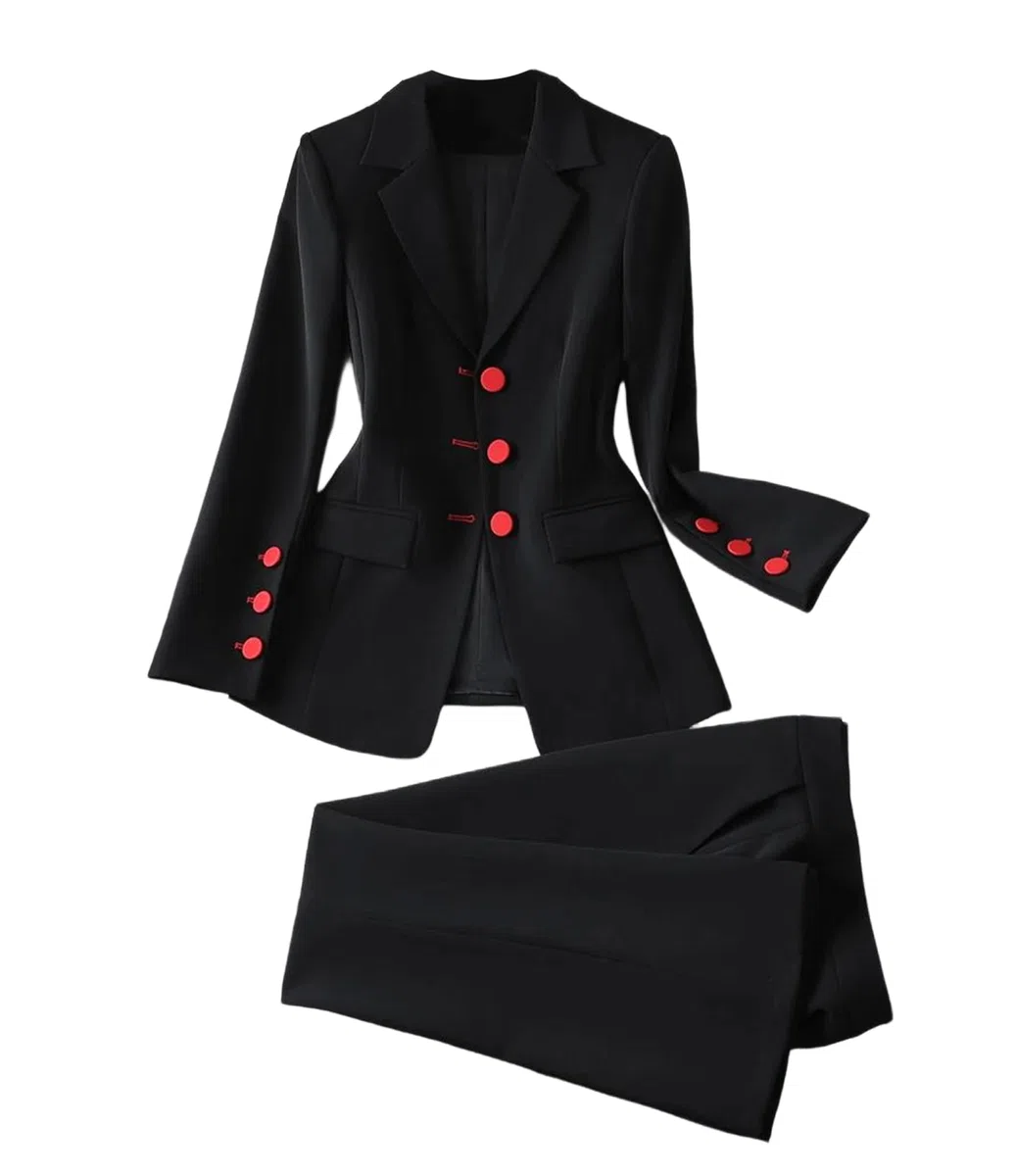 Conjunto de 2 piezas de pantalón de oficina para mujer, moderno, elegante, blazer y pantalones, traje de trabajo formal de negocios