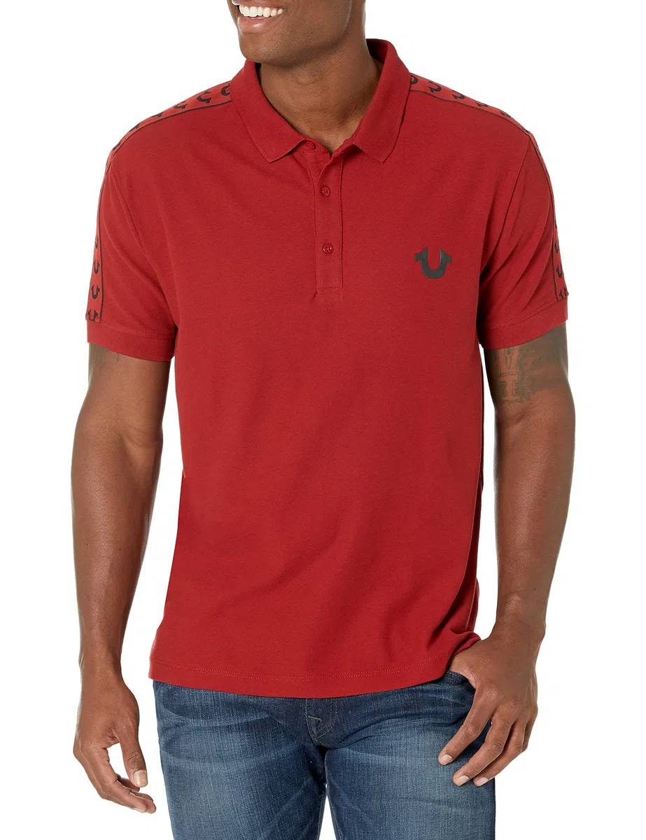 True Religion Damask Short Sleeve Polo Polo Shirt Hombre (Pack de 1)