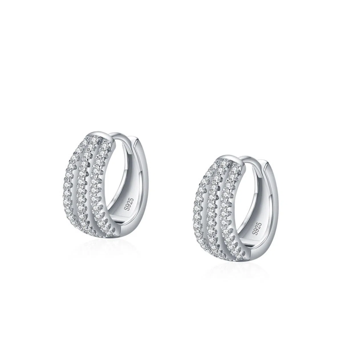 Pendientes de aro para mujer con circonita cúbica, redondos de plata con circonita cúbica, aretes diarios para mujer, plata de ley, adecuados para aniversario
