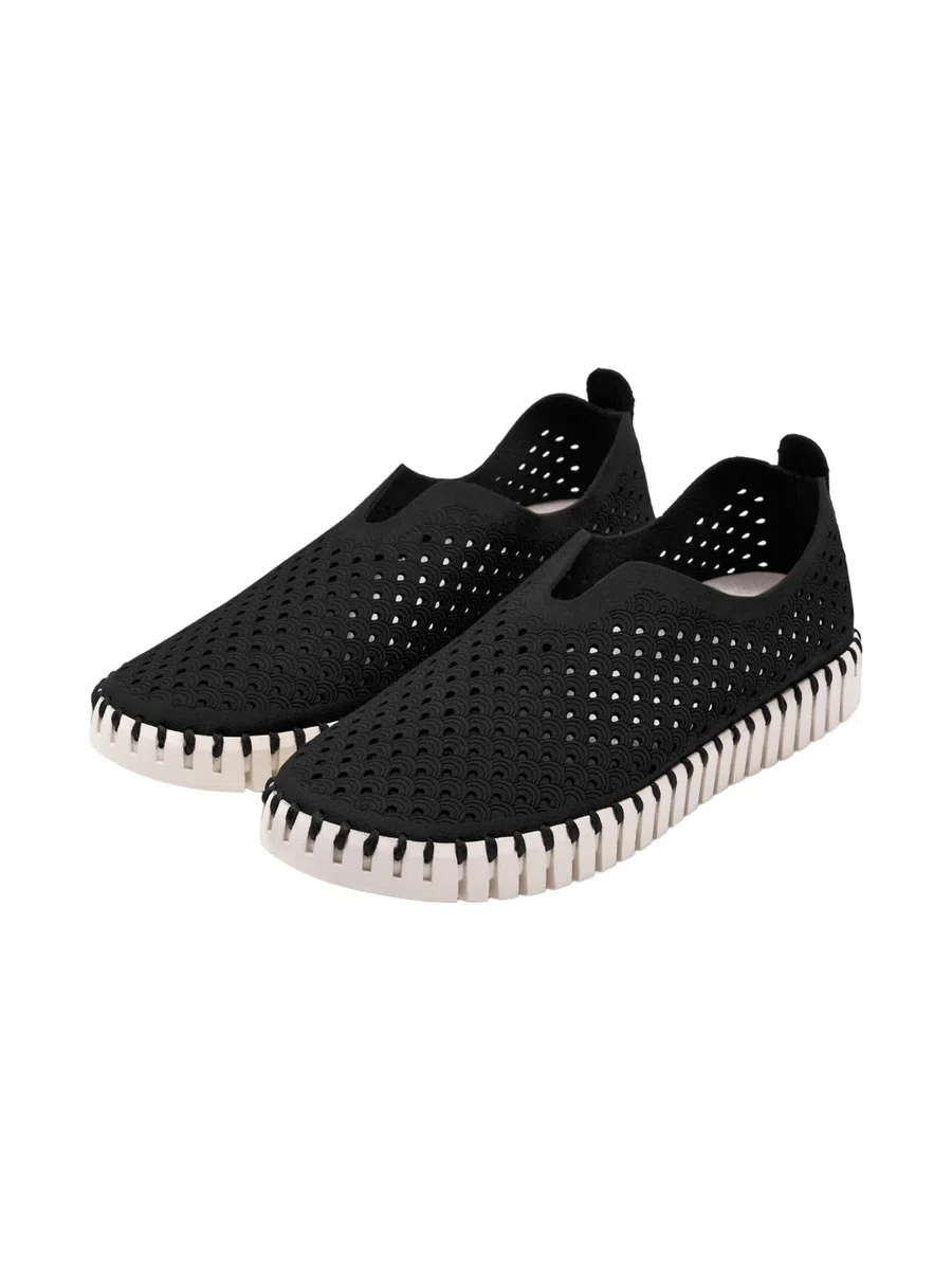 Ilse Jacobsen HORNBÆK | Zapatos Planos para Mujer | Zapatilla con Material de Microfibra reciclada y Suela de Caucho Natural Antideslizante | Tulip3275 | Ligero, Transpirable y ecológico | Black | 38