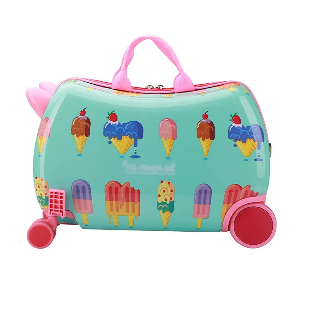 El Equipaje Multifuncional para niños Puede Sentarse y Andar Maleta de Dibujos Animados Caja de equitación 47X23.5X31cm(Color:C)