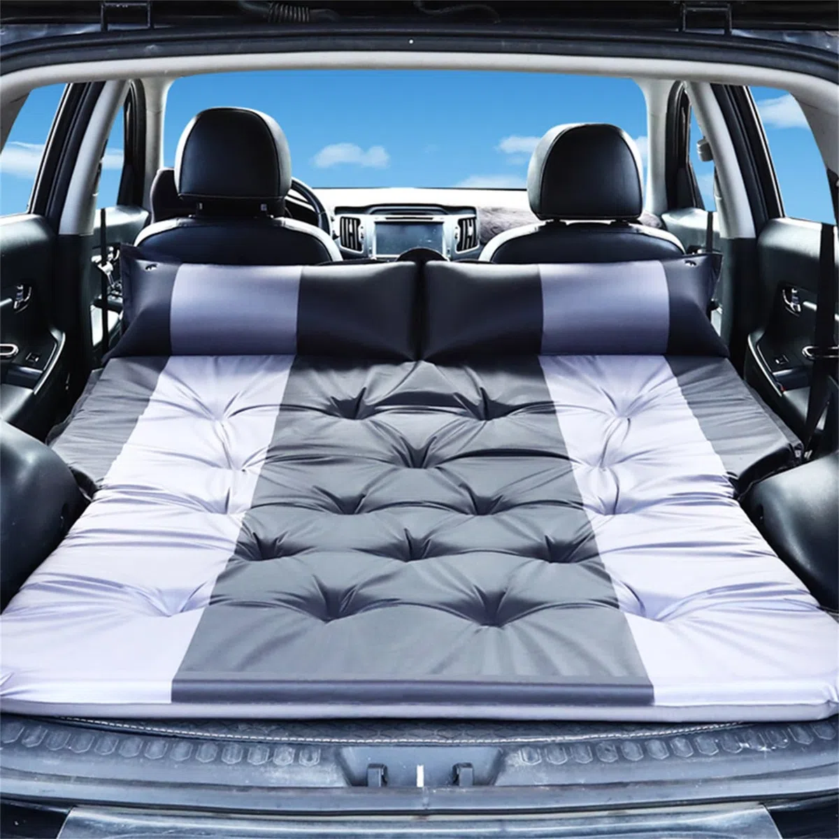 Equipo de camping para coche, accesorio portátil de viaje por carretera, colchón de asiento trasero de coche, para vehículos, remolque, RV, sedán, camioneta, camping, patio trasero, picnic al aire