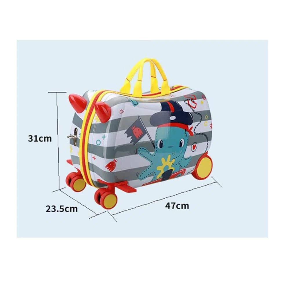 El Equipaje Multifuncional para niños Puede Sentarse y Andar Maleta de Dibujos Animados Caja de equitación 47X23.5X31cm(Color:C)