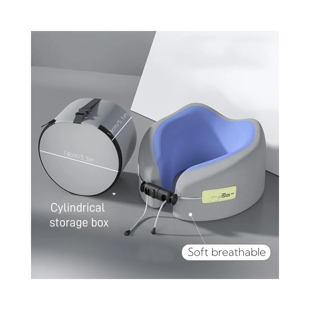 Almohada cervical de viaje de espuma viscoelástica para dormir en avión, soporte mejorado para comodidad de cabeza y cuello durante los vuelos