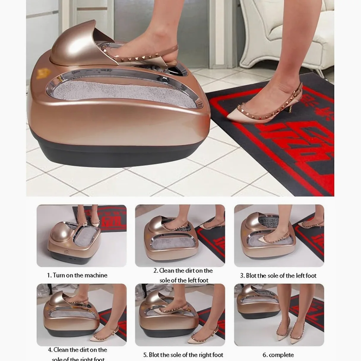 Máquina automática de cepillado de suela de zapatos, limpiador multifunción para botas, tacones altos, hogar, hotel, taller sin polvo, cuero