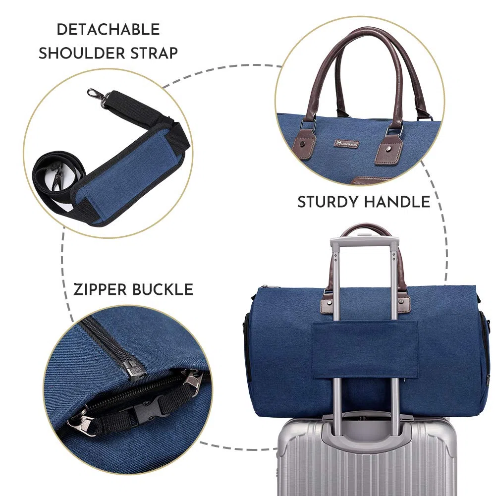 Modoker - Bolsa de Ropa Convertible con Correa para el Hombro, Bolsa de Lona para Hombre y Mujer, 2 en 1 para Colgar en Maleta, Bolsa de Viaje