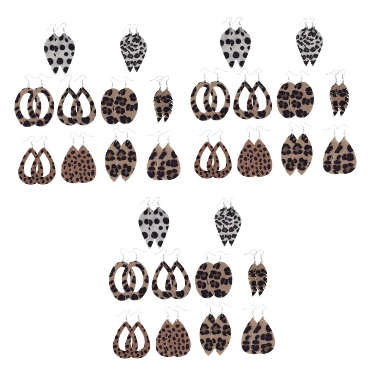 30 Pares De Pendientes De Cuero Colgantes De Animales Pendientes Colgantes De Leopardo De Moda De Flecos De Moda Para Mujer De Lágrima